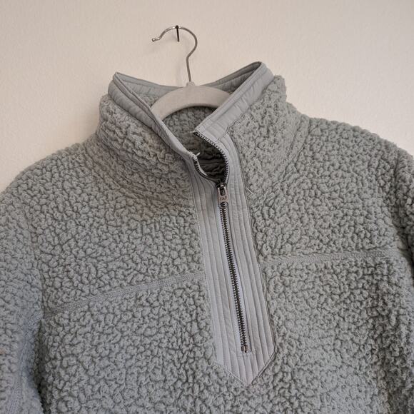 Abercrombie Sherpa Teddy 1/4 Zip Green Deep Pile Fleece Pullover, size XL - Picture 3 of 6